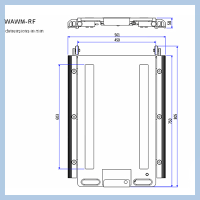 WAWM-RF mérőplatform méretrajza