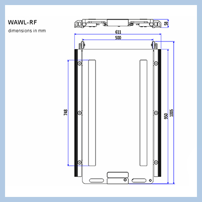 WAWL-RF mérőplatform méretrajza