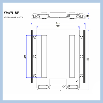 WAWS-RF mérőplatform méretrajza